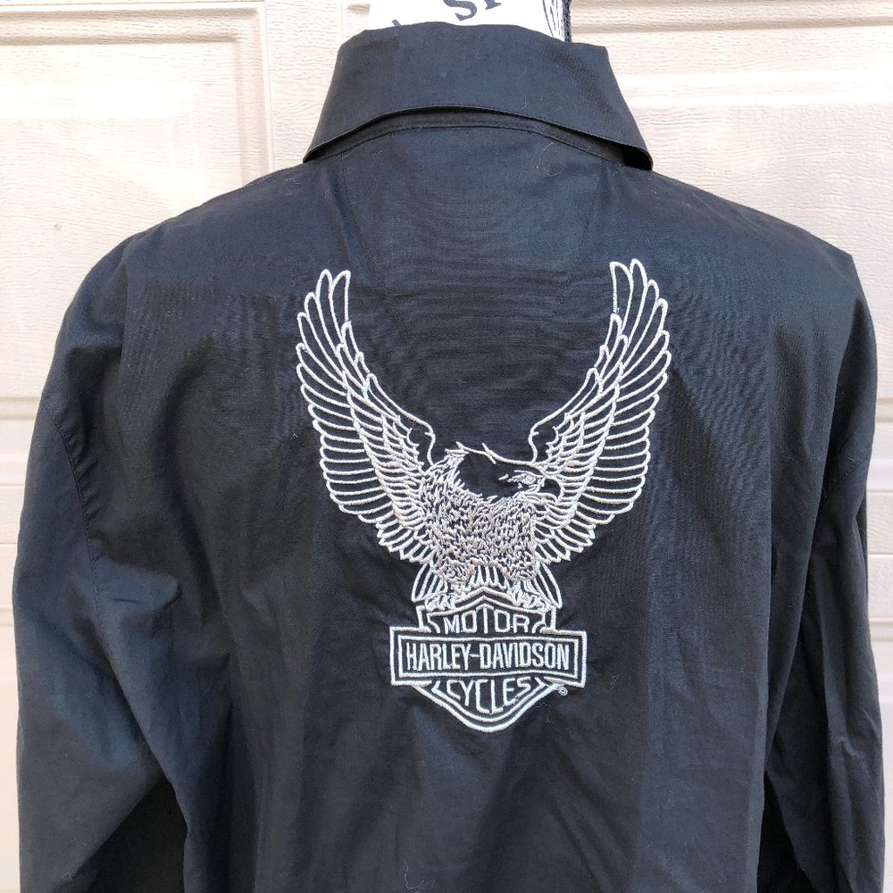 Harley Davidson Motorcycle Shirt Women Plus Size 1W Black Full Zip Long Sleeve